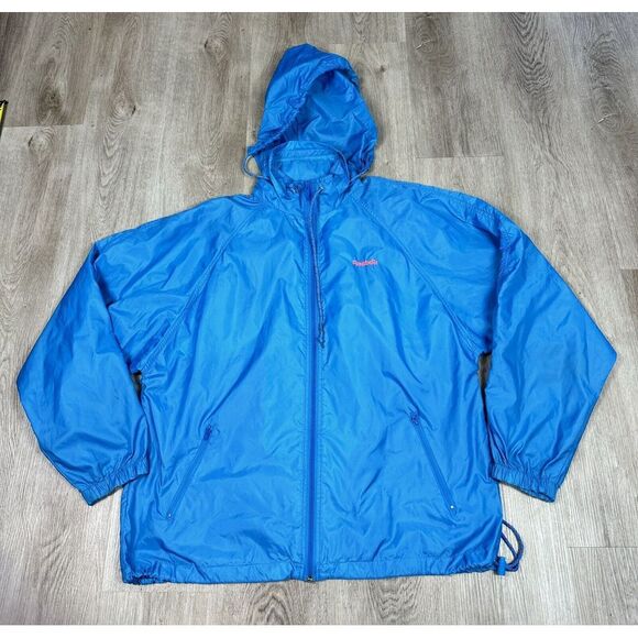 VINTAGE Reebok Sport Windbreaker Jacket Adult Large Full Zip Hoodie Bright 90s - Picture 4 of 10